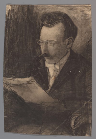 Egy férfi portréja, olvasás alkotó: Carel Adolph Lion Cachet