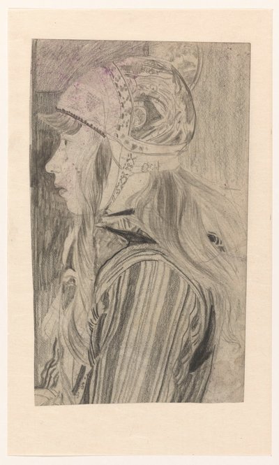 Marken népviseletében lány portréja alkotó: Carel Adolph Lion Cachet