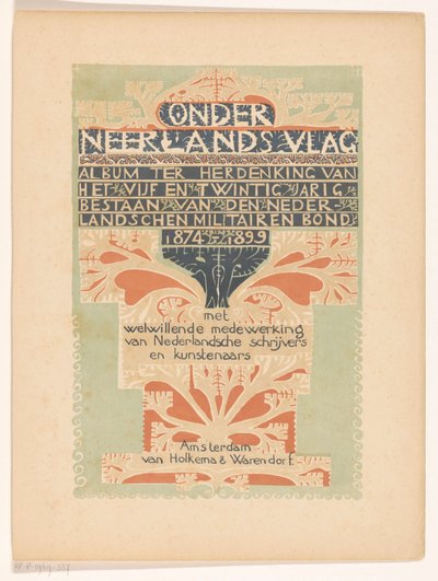 Titelblatt für: Unter niederländischer Flagge, 1899 alkotó: Carel Adolph Lion Cachet