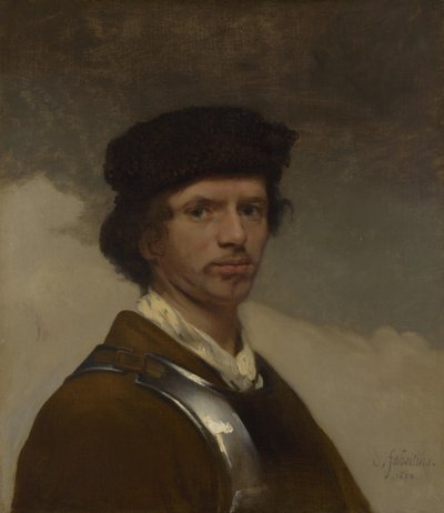 Fiatal férfi bundasapkában alkotó: Carel Fabritius