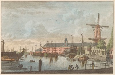 Admiraliteitsmagazijn Rotterdam, kb. 1790 Admiraliteits-Magazyn te Rotterdam / Admiralty üzletek Rotterdamban (cím a tárgyon) alkotó: Carel Frederik Bendorp (I)