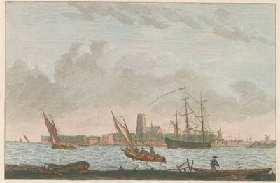 Dordrecht a Merwedéből, 1790 körül Dordrecht van de Merwe kiállítva / La ville Dordrecht - díj a coté dela riviere dite la Merwe (cím a tárgyon) alkotó: Carel Frederik Bendorp (I)