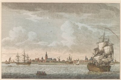 Hoorn látképe, 1790 körül Kilátás Hoorn városára / Vue dela Ville de Horn, situee sur le bord du Zuiderzee (cím a tárgyon) alkotó: Carel Frederik Bendorp (I)