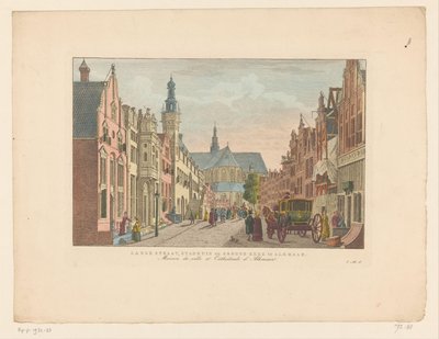 Kilátás a Langestraat-ra, a városházára és a Grote Kerkre Alkmaarban Langestraat, Városháza és Groote Kerk Alkmaarban / Maison de ville et Cathédrale d