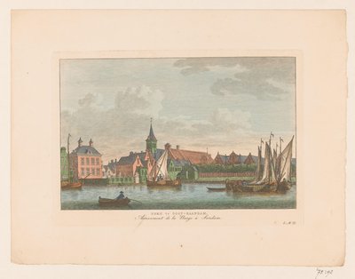 Kilátás a templomra Kelet-Zaandamban Templom Kelet-Zaandamban / Arrivalment de la Barge à Sardam (cím a tárgyon) alkotó: Carel Frederik Bendorp (I)