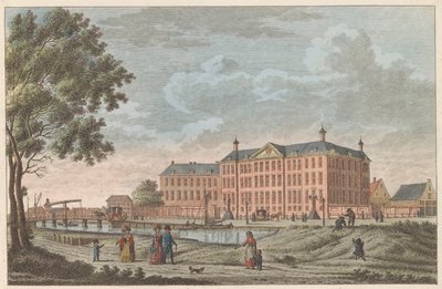 Lutherse Diaconiehuis te Amsterdam, kb. 1790 Luthersche Diaconie en Bestedelingenhuis te Amsterdam / Hospice for evangélikus árvák és panzió ennek a vallásnak az öregkorára (cím a tárgyon) alkotó: Carel Frederik Bendorp (I)