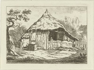 Parasztház nyitott felső ajtóval Tájképek (1-6) (sorozat címe) alkotó: Carel Lodewijk Hansen