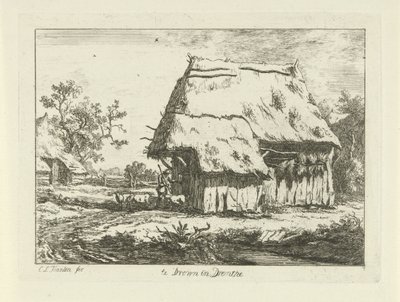 Pásztor egy birka akolban Te Drown in Drenthe (cím a tárgyon) Tájképek (1-6) (sorozat címe) alkotó: Carel Lodewijk Hansen