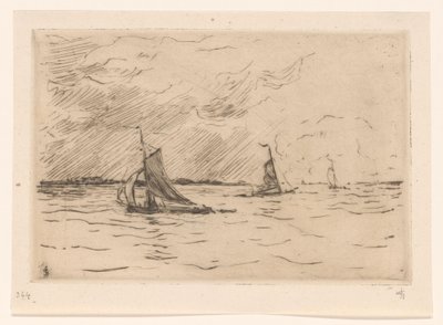 Három vitorlás a Meuse-n alkotó: Carel Nicolaas Storm van 