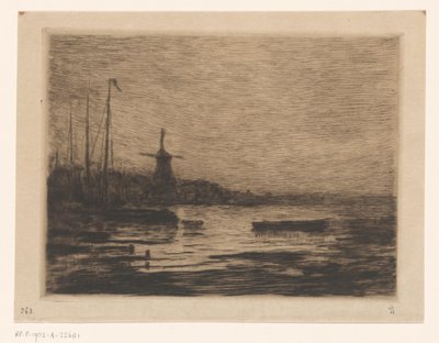 Kilátás Zwijndrechtre éjszaka alkotó: Carel Nicolaas Storm van 