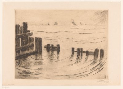 Tengeri táj hullámtörőkkel Vlissingen közelében Brise-lames, Flessingue (eredeti cím) alkotó: Carel Nicolaas Storm van 