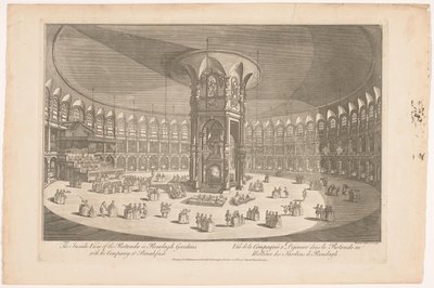 Kilátás a Rotunda belsejére a londoni Ranelagh Gardensben egy csoporttal, akik vacsoráznak A Renelagh Gardens Rotunda belső képe a társasággal reggelinél (cím a tárgyon) alkotó: Carington Bowles
