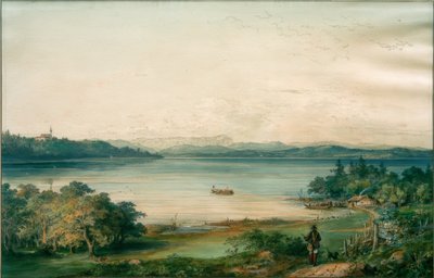 Az Ammersee a Ried-kastélyból nézve alkotó: Carl August Lebschee