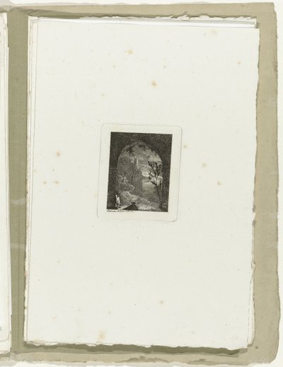 Férfi lándzsával a folyosón Tizenhat tájkép (sorozat címe) alkotó: Carl August Lebschee