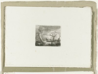 Férfi leszállóhálóval a viharban Tizenhat tájkép (sorozat címe) alkotó: Carl August Lebschee