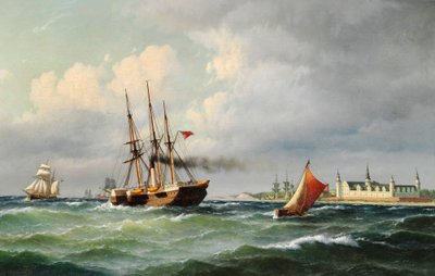 Dán: Tengeri táj Kronborg előtt számos hajóval és egy révkalauzhajóval Tengeri táj Kronborg előtt számos hajóval és egy révkalauzhajóval alkotó: Carl Bille