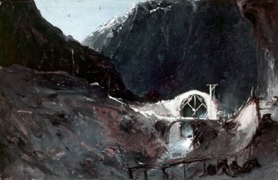 Német: Bau der Teufelsbrücke Az ördög hídjának építése alkotó: Carl Blechen