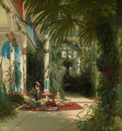Német: Das Innere des Palmenhauses auf der Pfaueninsel bei Potsdam A pálmaház belseje a Potsdam melletti Pfaueninsel-en A Potsdam melletti Pfaueninsel belseje alkotó: Carl Blechen