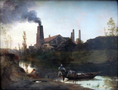 Németül: "Walzwerk Neustadt-Eberswalde" vagy "Az Eberswalde melletti hengermű" A Neustadt-Eberswalde-i hengermű alkotó: Carl Blechen