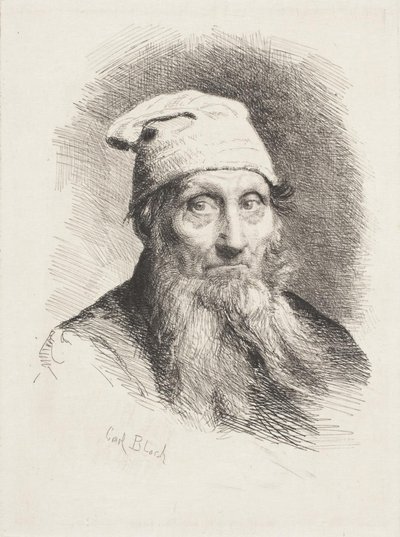 Egy kalapos öregember. Mellkép alkotó: Carl Bloch