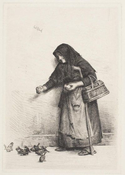A feleség a verebekkel alkotó: Carl Bloch