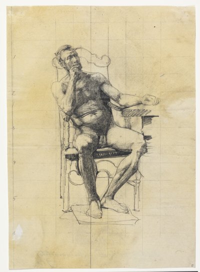 Férfi modell figura. Tanulmány III. Frederik figurájához az 1887-89-es egyetemi portréról alkotó: Carl Bloch