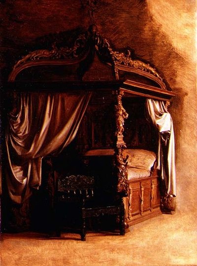 IV. keresztény dán király királyi ágya (1577-1648) alkotó: Carl Bloch