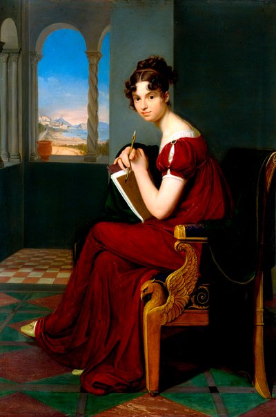 ""Rajzeszközöket tartó fiatal nő portréja" (Fiatal hölgy rajzeszközökkel) Carl Christian Vogel von Vogelstein festménye (1788-1868) 1816 Olaj, vászon Mérete 70x48,5 cm Állami Művészeti Galéria, Drezda alkotó: Carl Christian Vogel von Vogelstein