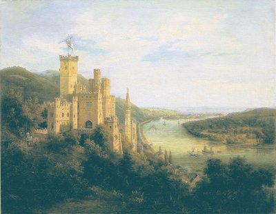 Kilátás a Stolzenfels várára a Rhein folyónál alkotó: Carl Daniel Freydanck