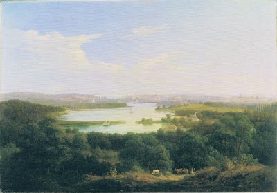 kilátás a Nedlitz melletti Kirchbergről (templomdomb) alkotó: Carl Daniel Freydanck