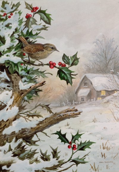Wren Hollybushban egy házikó mellett alkotó: Carl Donner