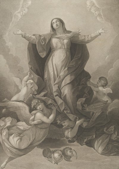 A kitárt karral felemelkedő Szűzanya mennybemenetele, az őt támogató angyalok..., 1792. alkotó: Carl Ernst Christoph Hess