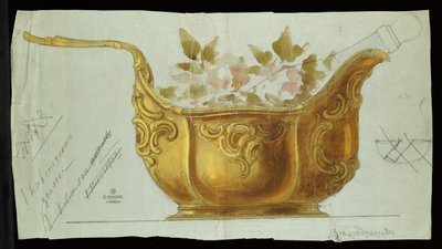 Nagy fém kovsh XV. Lajos stílusában, Carl Faberge háza alkotó: Carl Fabergé