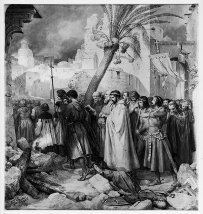A keresztesek körmenete Jeruzsálemben, 1099 alkotó: Carl Friedrich Lessing