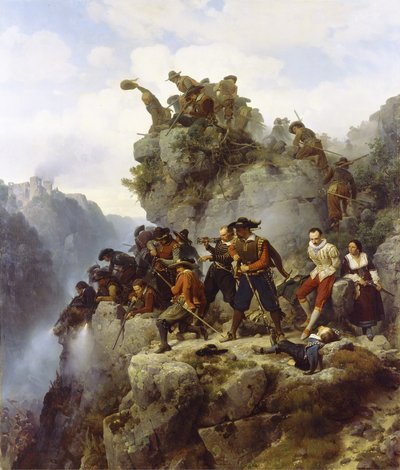 Lövészek a szorosban alkotó: Carl Friedrich Lessing