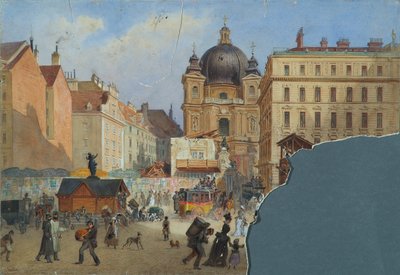 A bécsi Peterskirche a Graben felől nézve alkotó: Carl Goebel d. J.