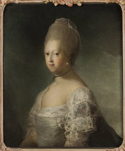 Caroline Mathilde Hannover, Nagy-Britannia hercegnője, valamint Dánia és Norvégia királynője – Caroline Matilda, Nagy-Britannia (1751-1775), dán királynő portréja, Pilo, Carl Gustaf (1711-1793) alkotása. Olajfestmény. Mérete: 76x63 cm. Nationa alkotó: Carl Gustaf Pilo