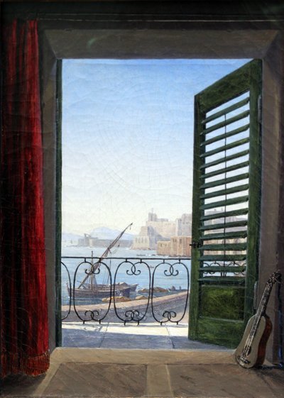 Német: Balkon in Neapel Erkélyes szoba a Nápolyi-öbölre néző erkélyen alkotó: Carl Gustav Carus