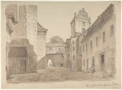 A döbeni kastély udvarának látképe alkotó: Carl Gustav Carus