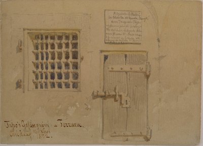 Jasso börtöne Ferrarában, 1852 (ceruza- és WC-mosás papíron) alkotó: Carl Haag
