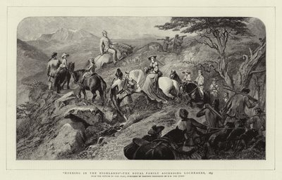 Reggel a Felföldön, a királyi család felmászik Lochnagarra, 1853 alkotó: Carl Haag