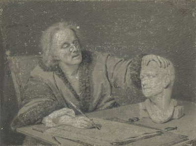 A rajzoló gipszfejet rajzol alkotó: Carl Heinrich Mylius