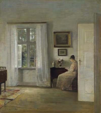 The Reader par Holsoe, Carl (1863-1935), - Olaj, fa, 70x62,5 - Magángyűjtemény alkotó: Carl Holsoe