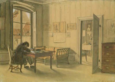 Erwin Speckter a müncheni otthonában (wc papíron) alkotó: Carl Julius Milde