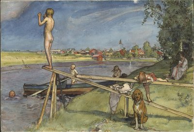 Egy kellemes fürdőhely. Az „Otthon” című sorozatból (26 akvarell) alkotó: Carl Larsson