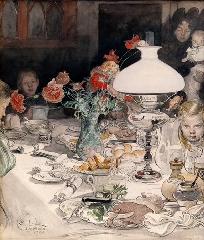 Az esti lámpa körül alkotó: Carl Larsson