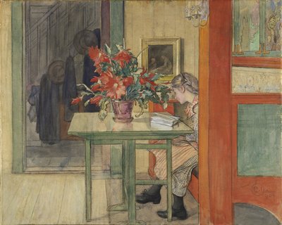 Lisbeth Reading (Wc temperával papíron) alkotó: Carl Larsson