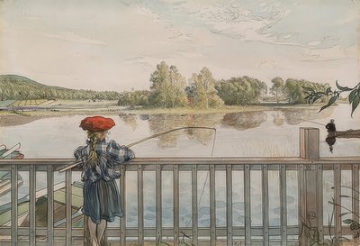 Lisbeth horgászat. 1895 körül alkotó: Carl Larsson