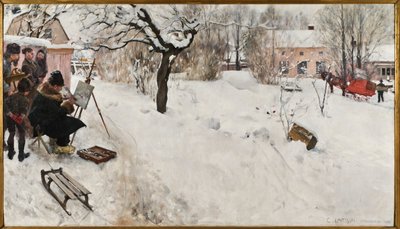 Szabadtéri festő. Téli motívum az Åsögatan 145-ből, Stockholm alkotó: Carl Larsson