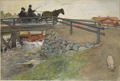 A híd. Az Egy otthon című műből (26 akvarell) alkotó: Carl Larsson